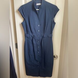 Blue Calvin Klein Belted Sheath Dress size 6